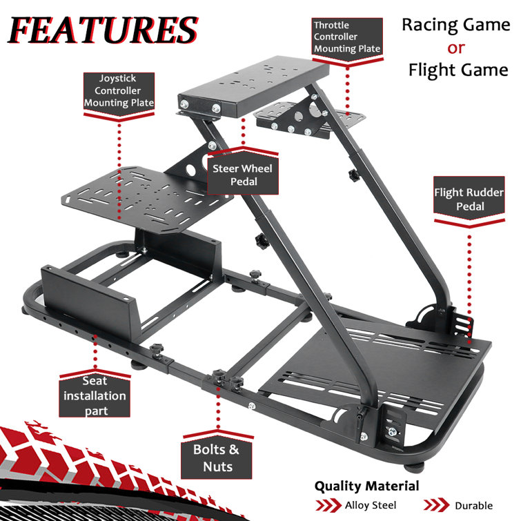 Flight Game Mount & Racing Simulator Stand Fit Logitech Thrustmaster Saitek  Honeycomb, Steering Wheel Pedal Shifter Flight Simulator Seat Joystick